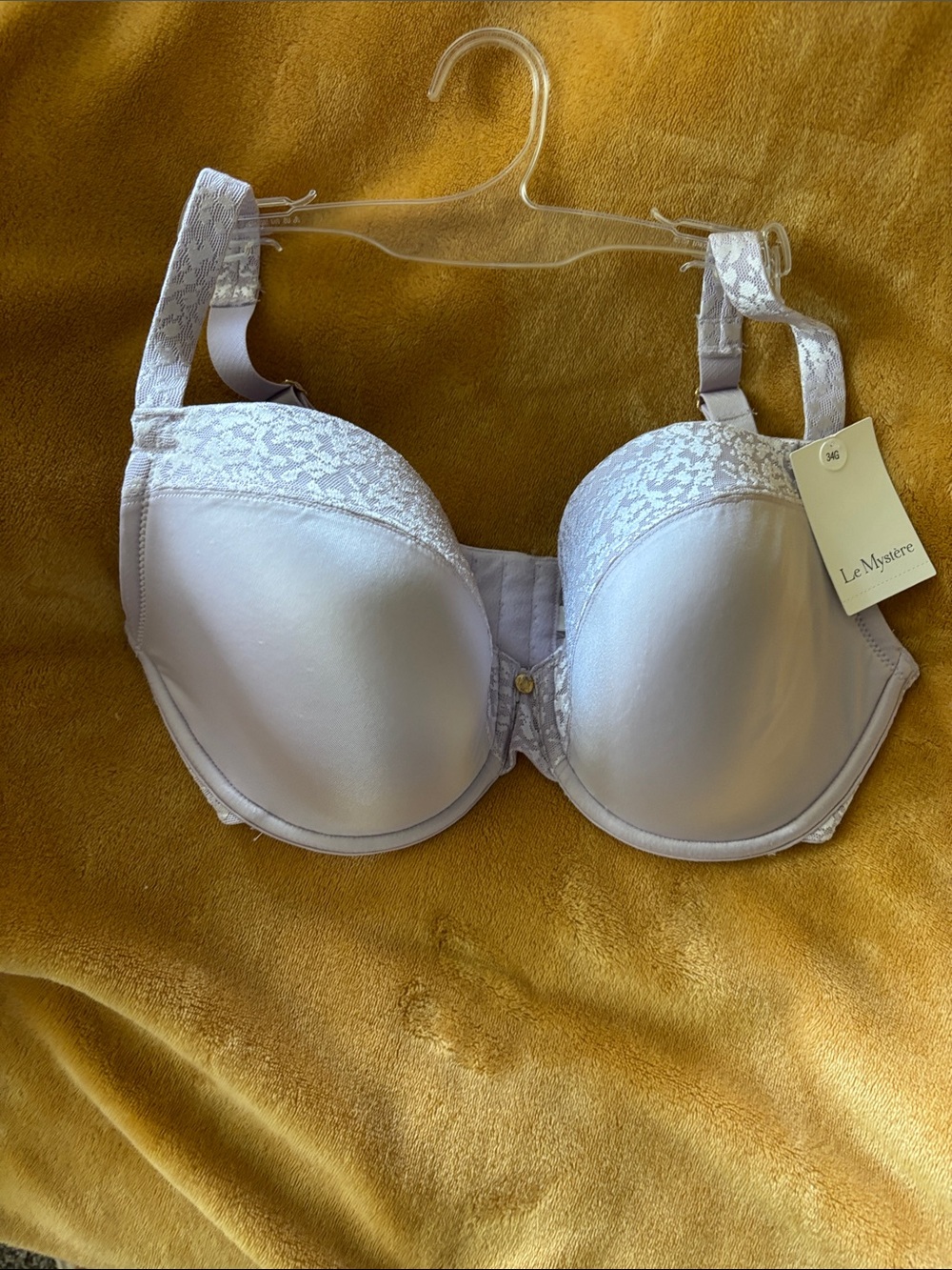 Le Mystere Ivory Lace-Top Molded T-Shirt Bra 34 G